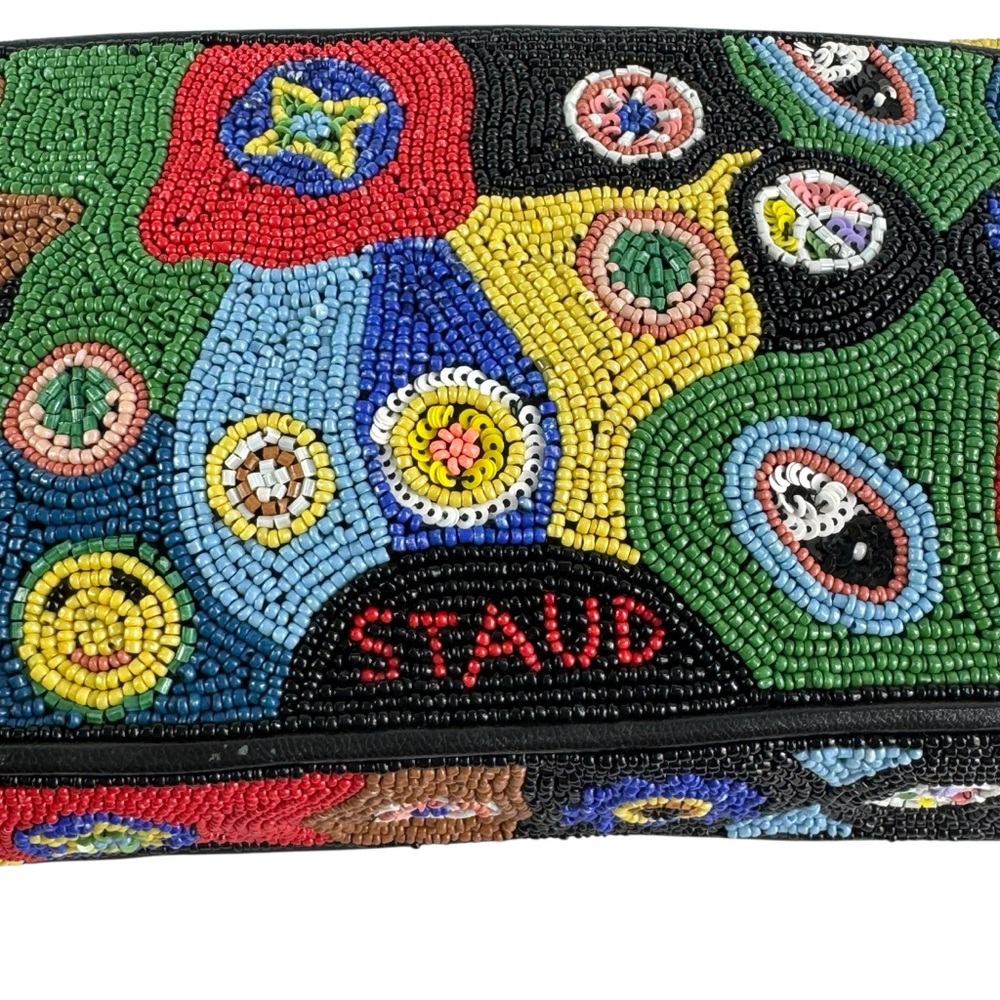 STAUD Tommy Beaded Bag Black Millefiori Shoulder Bag - Picture 9 of 11